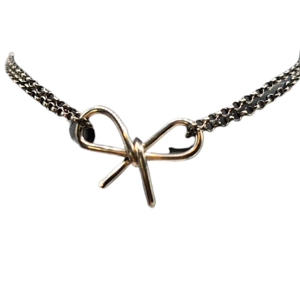 Bracelet Sterling Silver Bow Forget Me Knot 925 Minimalist Style Vintage 6"